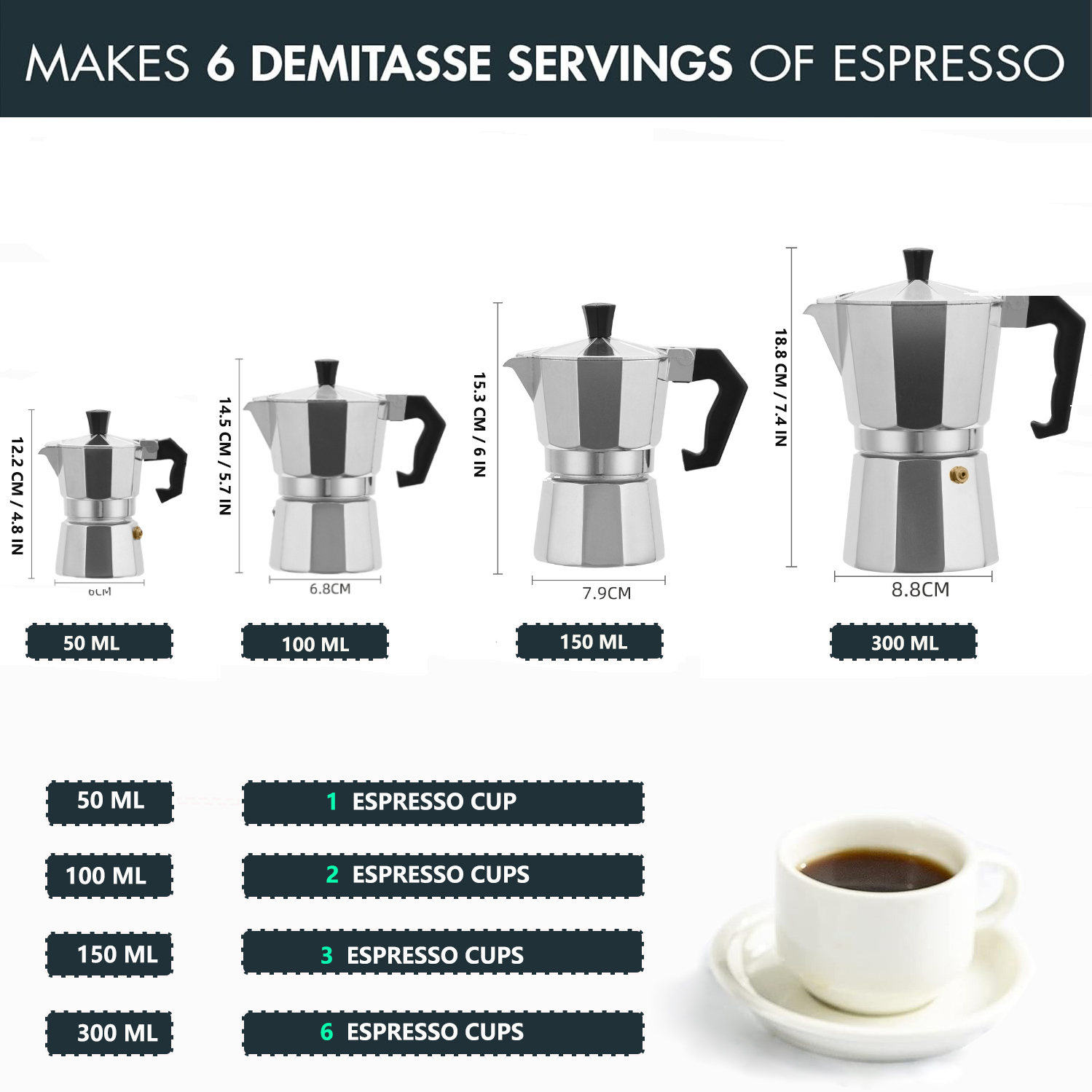 Klasik Alüminyum Moka Pot 50-3 - Coffee Equipment Espresso incelemesi ve fiyatı